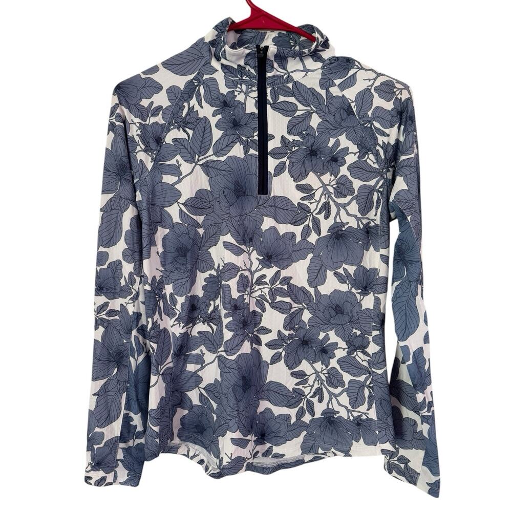 NWT Walter Hagen P11 UV Protection Long Sleeve Quarter Zip Size XS Blue Floral